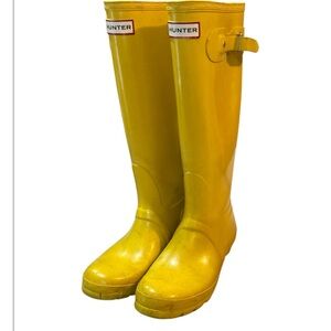 Women's Hunter Original Tall Rain Boots Yellow, Waterproof, Knee-High Size 6
